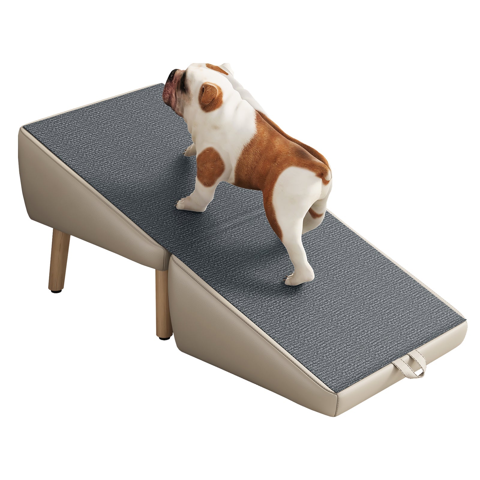Dog Stairs for Small Dogs and Cats, Foldable 2-in-1 Wooden Pet Steps
