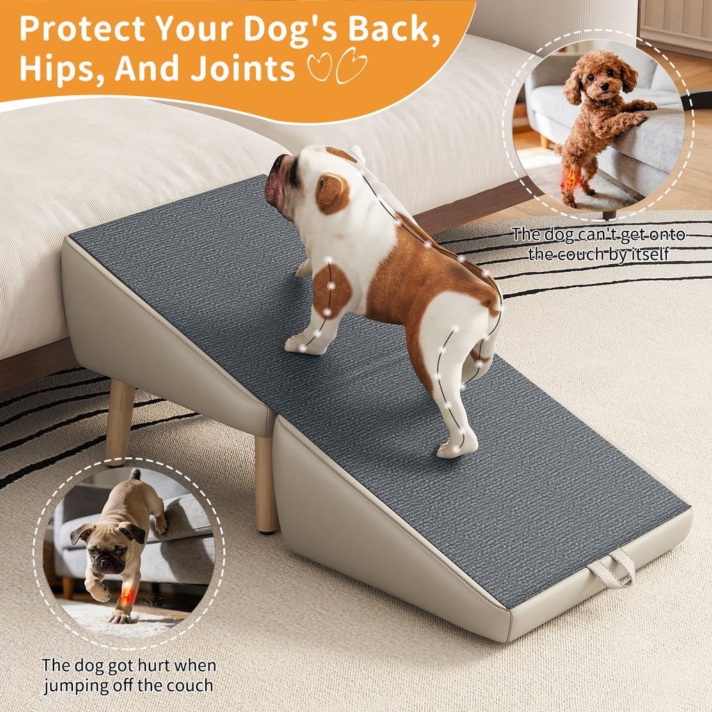 Dog Stairs for Small Dogs and Cats, Foldable 2-in-1 Wooden Pet Steps