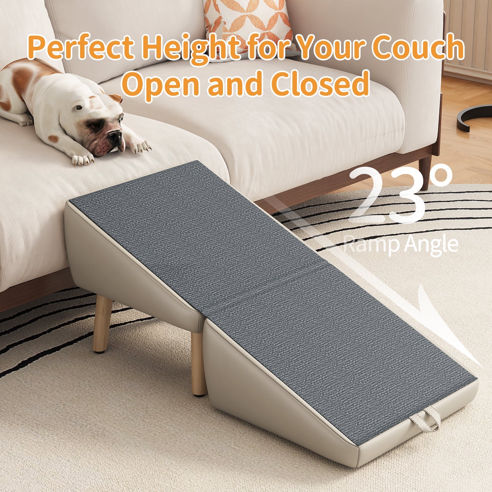 Dog Stairs for Small Dogs and Cats, Foldable 2-in-1 Wooden Pet Steps