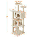 Ultimate 70" Double Condo Cat Tree with Scratching Posts - Creamy Comfort for Your Feline Friends!