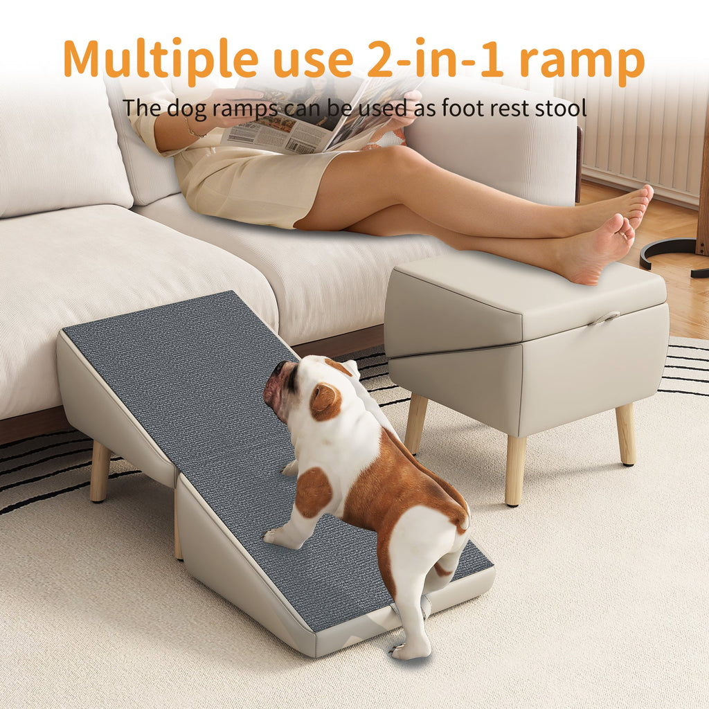 Dog Stairs for Small Dogs and Cats, Foldable 2-in-1 Wooden Pet Steps