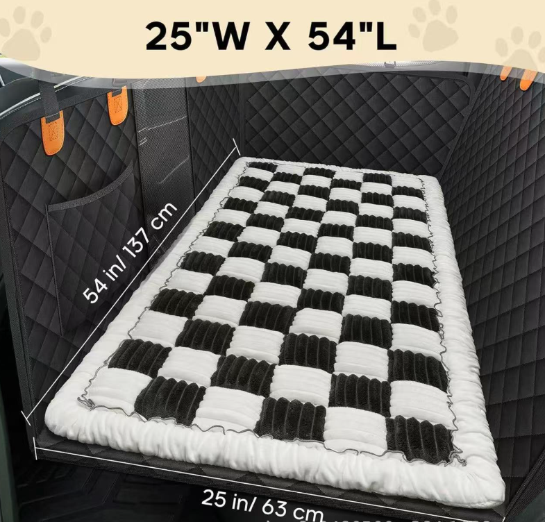 Sleeping Car Mat Pet Thickened Seat Pad Car Back Seat Checkered Dog Bed In Stock Factory Wholesale