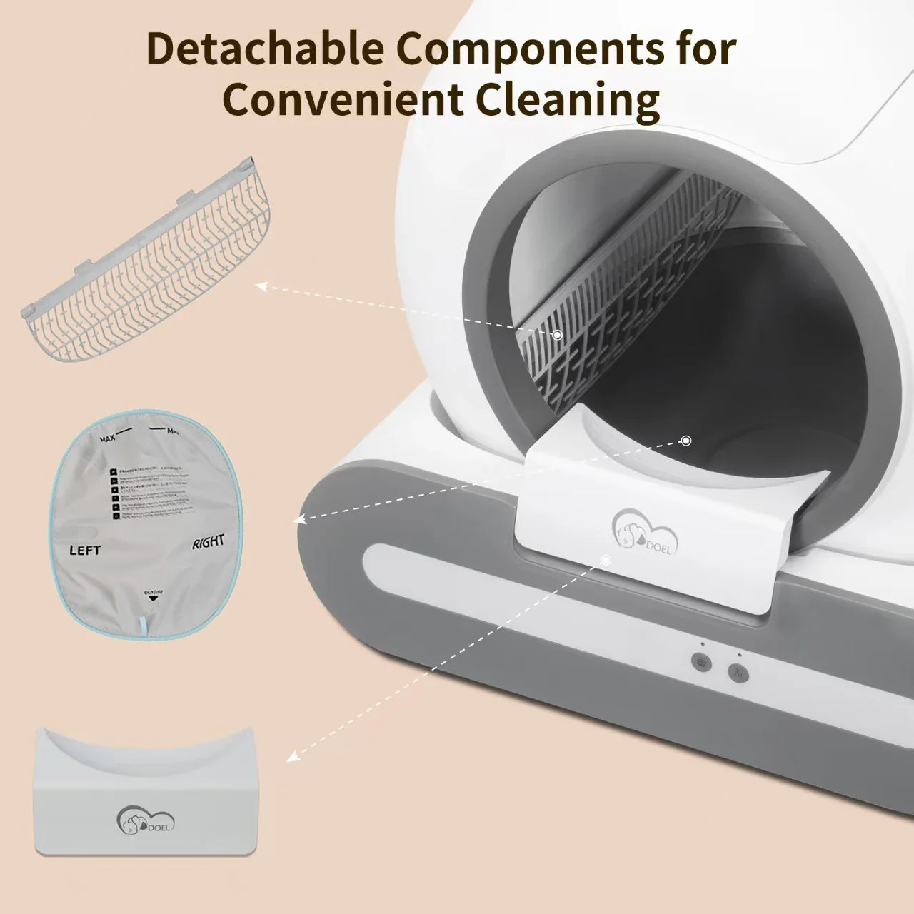DOEL 65L Self-Cleaning Cat Litter Box with App Control | Automatic Smart Litter Box