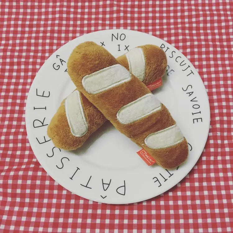 Baguette Dog Toy | Squeaky Plush for Small & Medium Breeds