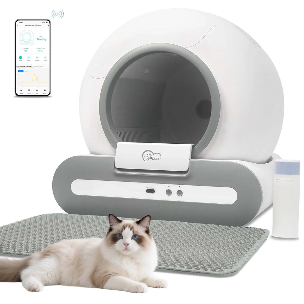 DOEL 65L Self-Cleaning Cat Litter Box with App Control | Automatic Smart Litter Box