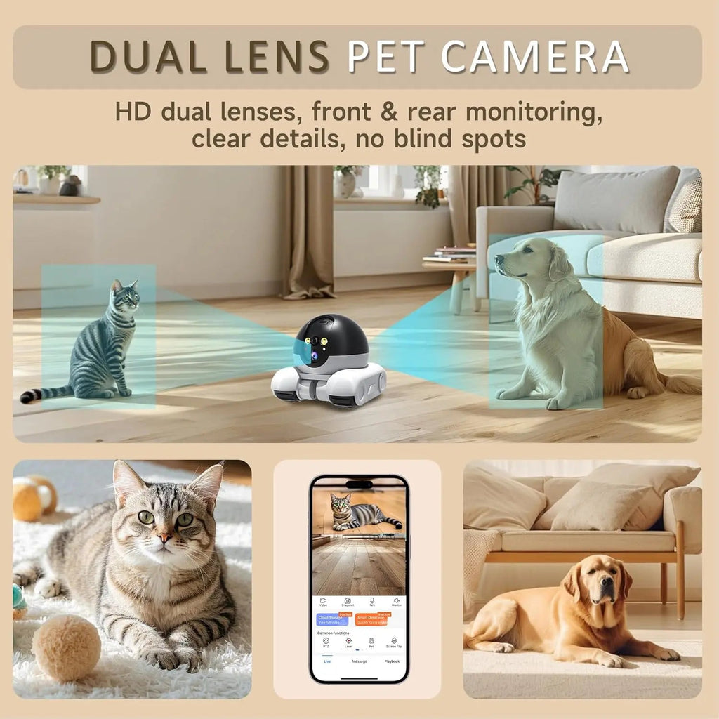 WiFi Robot Pet Camera – 1080P, 2-Way Talk, Night Vision & Motion Detection