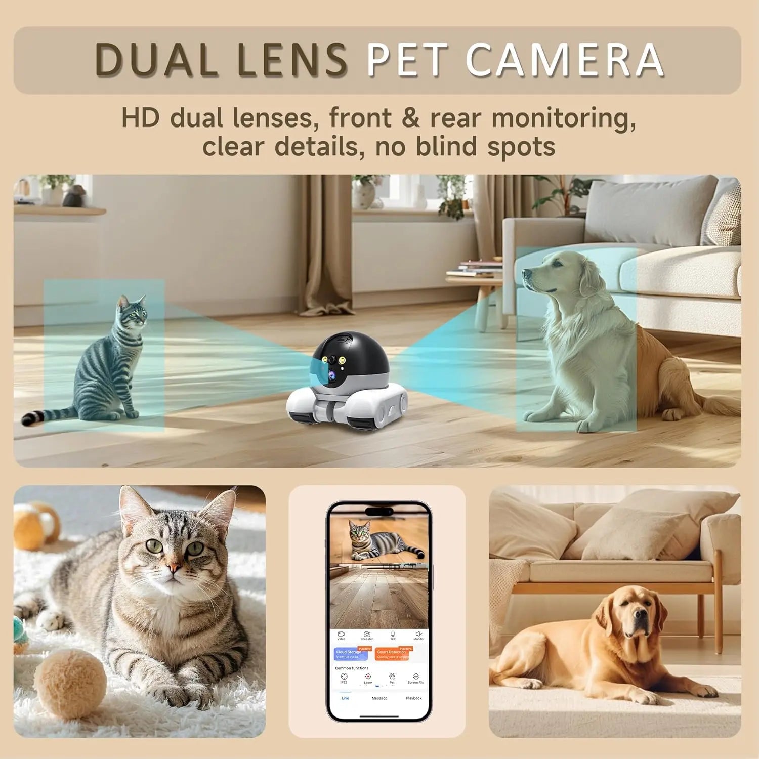 WiFi Robot Pet Camera – 1080P, 2-Way Talk, Night Vision & Motion Detection