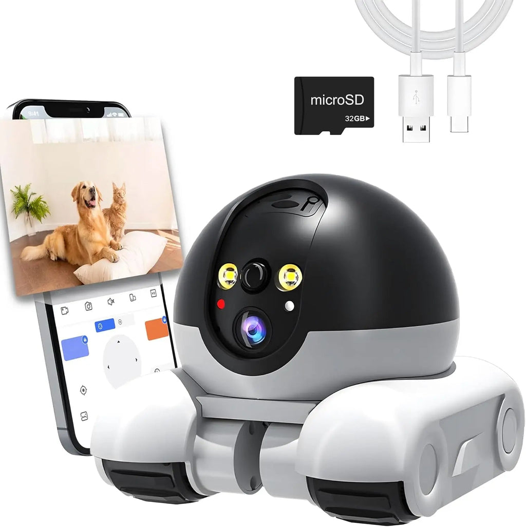 WiFi Robot Pet Camera – 1080P, 2-Way Talk, Night Vision & Motion Detection