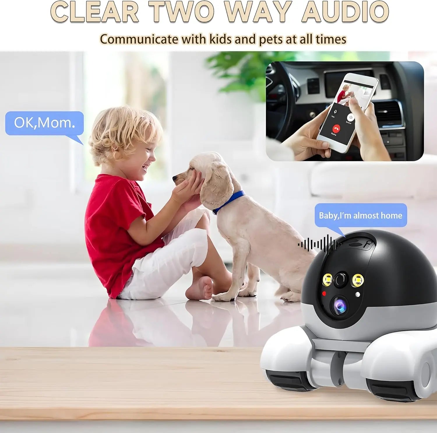 WiFi Robot Pet Camera – 1080P, 2-Way Talk, Night Vision & Motion Detection
