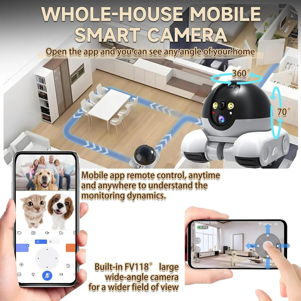 WiFi Robot Pet Camera – 1080P, 2-Way Talk, Night Vision & Motion Detection