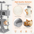 54 -Cat Tree Tower - Multi-level With Sisal Grab Post, Indoor Apartment With Ladder, Plush Toys, Rest And Play