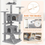 54 -Cat Tree Tower - Multi-level With Sisal Grab Post, Indoor Apartment With Ladder, Plush Toys, Rest And Play
